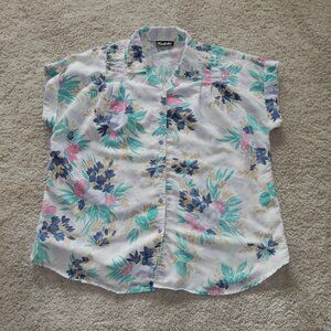 Vintage 80's button up women's shirt Caliche cotton miami vice hawaiian beach